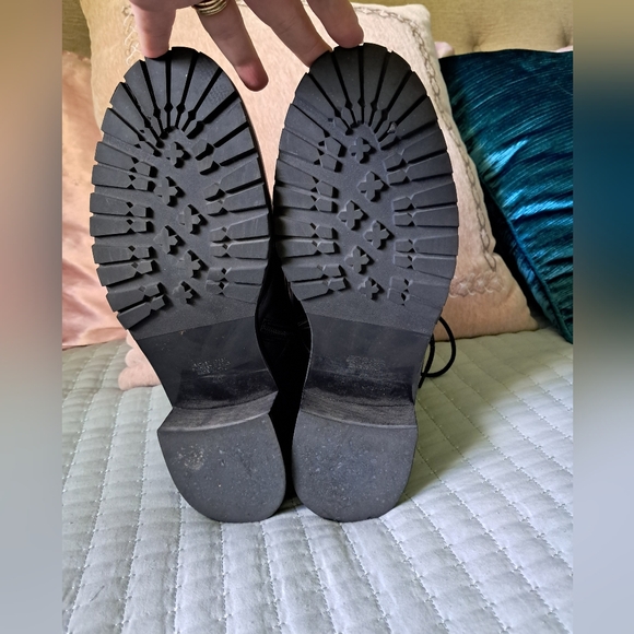 Vintage NAPOLEONI Black Leather Combat Moto Boots Zip Lace Up Italian Size 40 - Picture 12 of 13